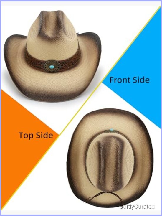Western Straw Cowboy Hat with Wide Brim, Cattleman Crease, Unisex Sun Hat main image 5